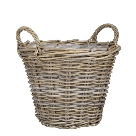 Kosz wiklinowy twardy z folią i uszami śr.37 cm h.31 cm