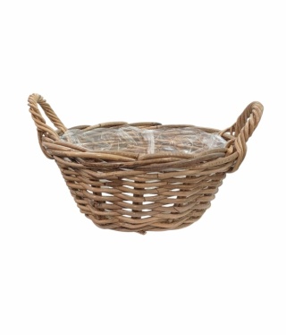 Kosz z twardej wikliny z uszami z folią śr.35 cm