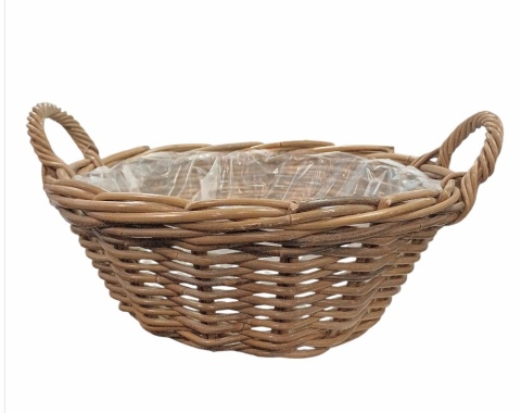 Kosz z twardej wikliny z uszami z folią śr.40 cm