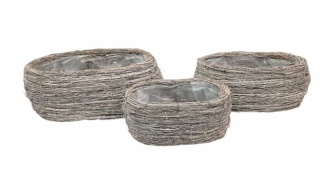 Kosze ovalne z folią KPL.3 szt, szer.42 x 33 cm h.17 cm