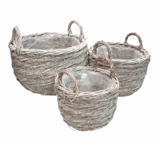 Kosze z uszami i folią KPL.3 szt, śr.41 cm h.27 cm