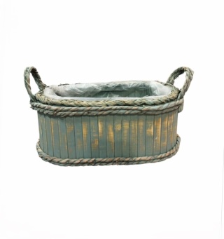 Osłonka drewniana z folią – 34 cm, zielona