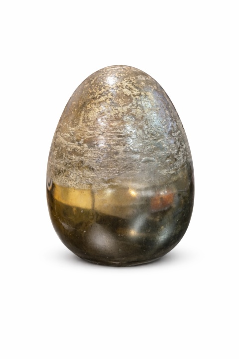 Szklane jajko - 15x12cm, antyczny metaliczny brąz