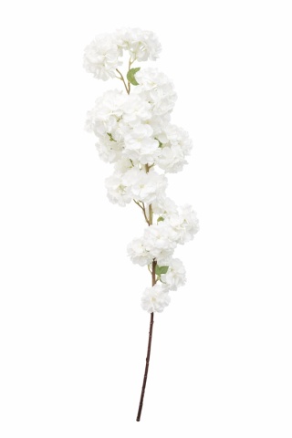 Sztuczna gałązka kwitnącej wiśni – 100 cm, biel