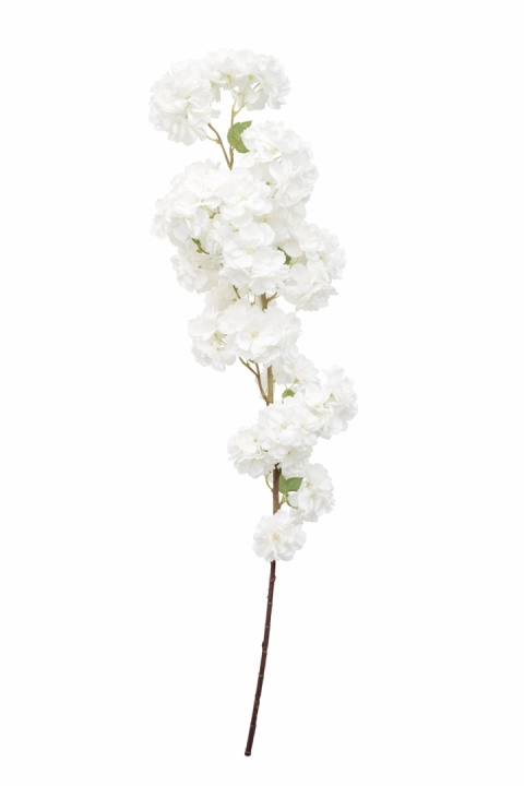 Sztuczna gałązka kwitnącej wiśni – 100 cm, biel