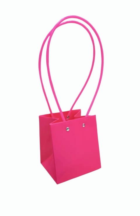 Torebka na kwiaty z rączką – 11,5×10,5×13 cm, różowa