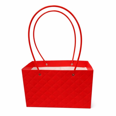 Torebka na kwiaty z rączką – 22×10×13 cm, czerwona