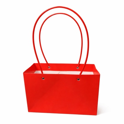 Torebka na kwiaty z rączką – 22×10×13 cm, czerwona