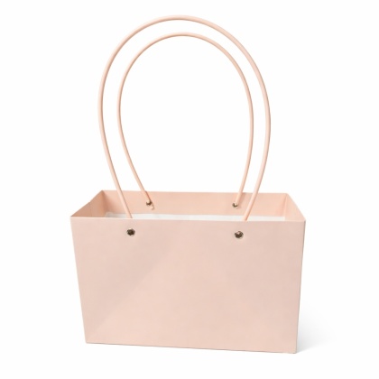 Torebka na kwiaty z rączką – 22×10×13 cm, beż pudrowy