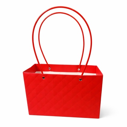 Torebka na kwiaty z rączką – 22×10×13 cm, czerwona