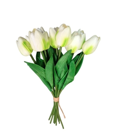 Tulipan, bukiet x9 (pianka) 35 cm – krem