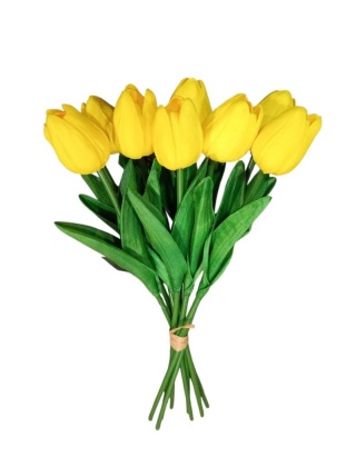 Tulipan, bukiet x9 (pianka) 35 cm – żółty