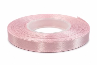 Wstążka satynowa – 12 mm × 32 m (35y), satyna, kolor: blady róż