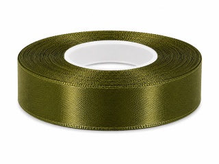 Wstążka satynowa – 25 mm × 32 m (35y), satyna, kolor: ciemna zieleń