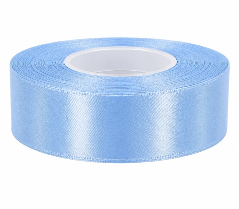 Wstążka satynowa – 25 mm × 32 m (35y), satyna, kolor: jasnoniebieski