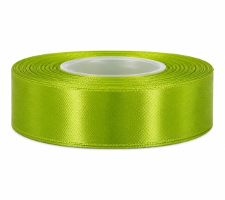 Wstążka satynowa – 25 mm × 32 m (35y), satyna, kolor: jasna zieleń