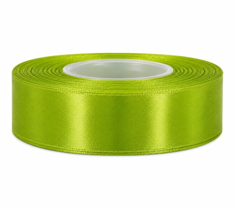 Wstążka satynowa – 25 mm × 32 m (35y), satyna, kolor: jasna zieleń