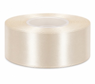 Wstążka satynowa – 38 mm × 32 m (35y), satyna, kolor: krem