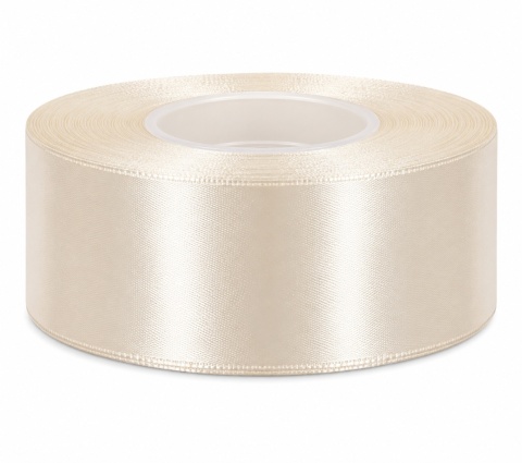Wstążka satynowa – 38 mm × 32 m (35y), satyna, kolor: krem