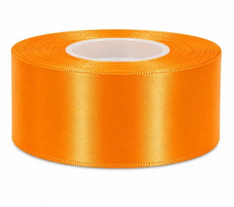 Wstążka satynowa – 38 mm × 32 m (35y), satyna, kolor: pomarańczowy