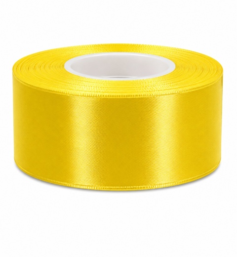 Wstążka satynowa – 38 mm × 32 m (35y), satyna, kolor: żółty