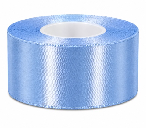 Wstążka satynowa – 50 mm × 32 m (35y), satyna, kolor: jasnoniebieski