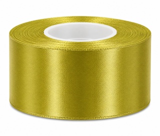Wstążka satynowa – 50 mm × 32 m (35y), satyna, kolor: oliwka