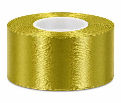 Wstążka satynowa – 50 mm × 32 m (35y), satyna, kolor: oliwka