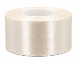 Wstążka satynowa – 50 mm × 32 m (35y), satyna, kolor: krem