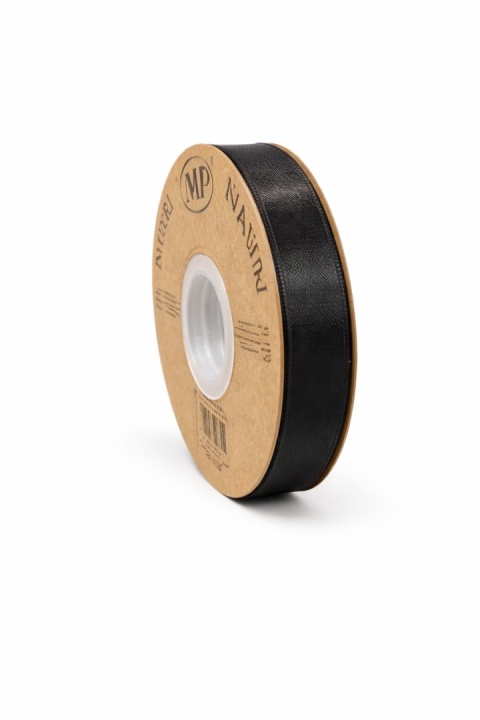 Wstążka włoska LIGHT DOUBLE SATIN 1,5cm 50m BLACK