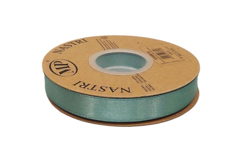 Italská stuha světla DVOUBLE SATIN 1,5cm 50m FROSTY GREEN