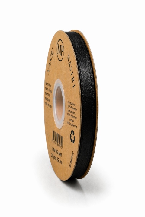 Wstążka włoska LIGHT DOUBLE SATIN 6mm 50m BLACK