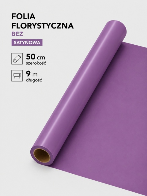 Folia florystyczna satynowa - 50cm x 9m, bez