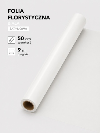 FOLIA SATYNOWA BIAŁY 9M X 50CM