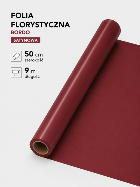 FOLIA SATYNOWA BORDO 704 9M X 50CM