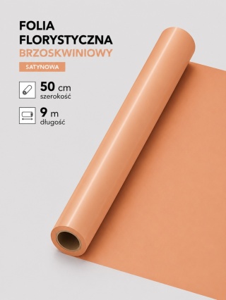 FOLIA SATYNOWA BRZOSKWINIOWY 9M X 50CM