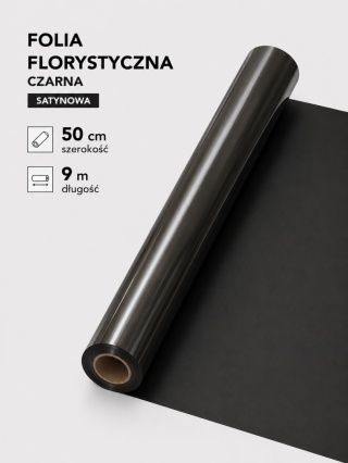 FOLIA SATYNOWA CZARNA 9M X 50CM