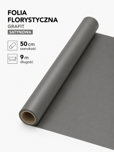 FOLIA SATYNOWA GRAFIT 9M X 50CM