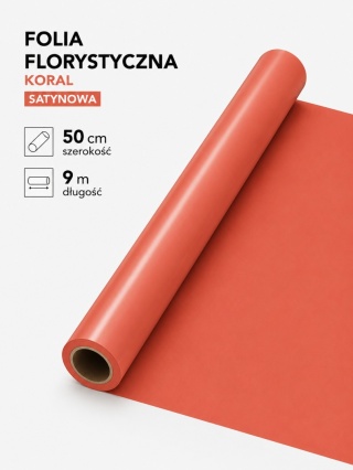 FOLIA SATYNOWA KORAL 9M X 50CM
