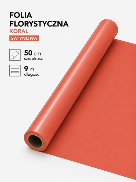 FOLIA SATYNOWA KORAL 9M X 50CM