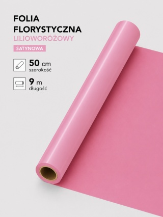 Folia florystyczna satynowa - 50cm x 9m, lilioworóżowy