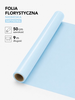 Folia florystyczna satynowa - 50cm x 9m, niebieski