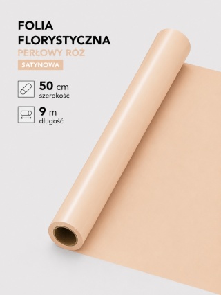 Folia florystyczna satynowa - 50cm x 9m, perłowy róż