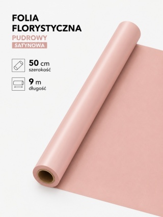 Folia florystyczna satynowa - 50cm x 9m, pudrowy