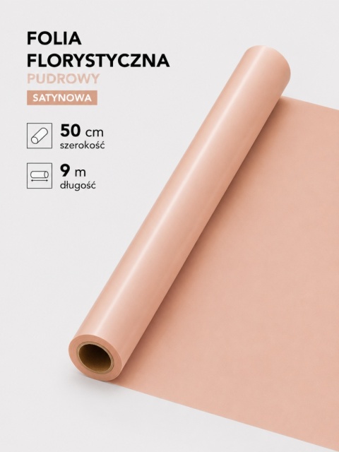 Folia florystyczna satynowa - 50cm x 9m, różowy kryształ