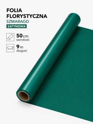 Folia florystyczna satynowa - 50cm x 9m, szmaragd