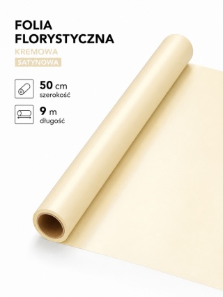 Folia florystyczna satynowa - 50cm x 9m, krem