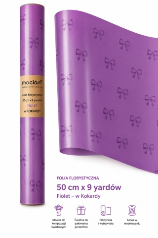 Folia florystyczna w kokardy - 50cm x 9y, fiolet