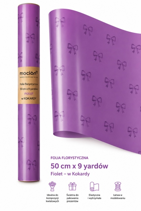 Folia florystyczna w kokardy - 50cm x 9y, fiolet