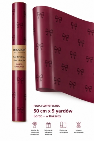 Folia florystyczna w kokardy - 50cm x 9y, bordo